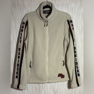 Harley-Davidson Cream Fleece Jacket with Black and Orange Accents